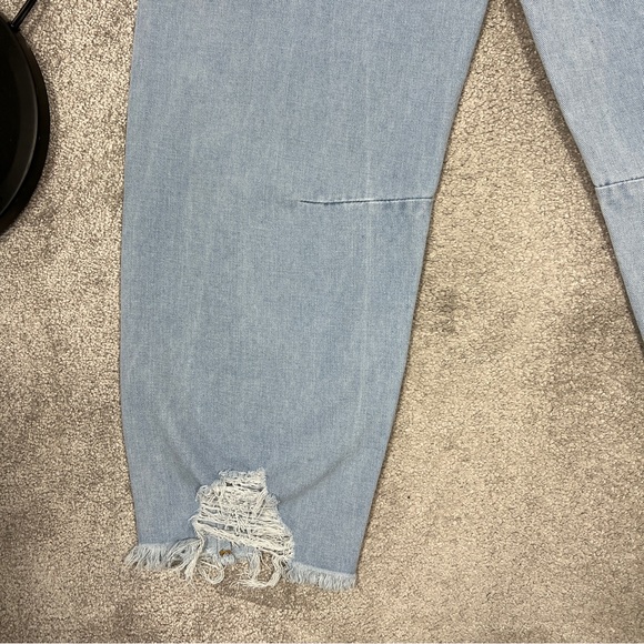 Unbranded barrel legged blue Jeans High Waist Distressed - Picture 8 of 10